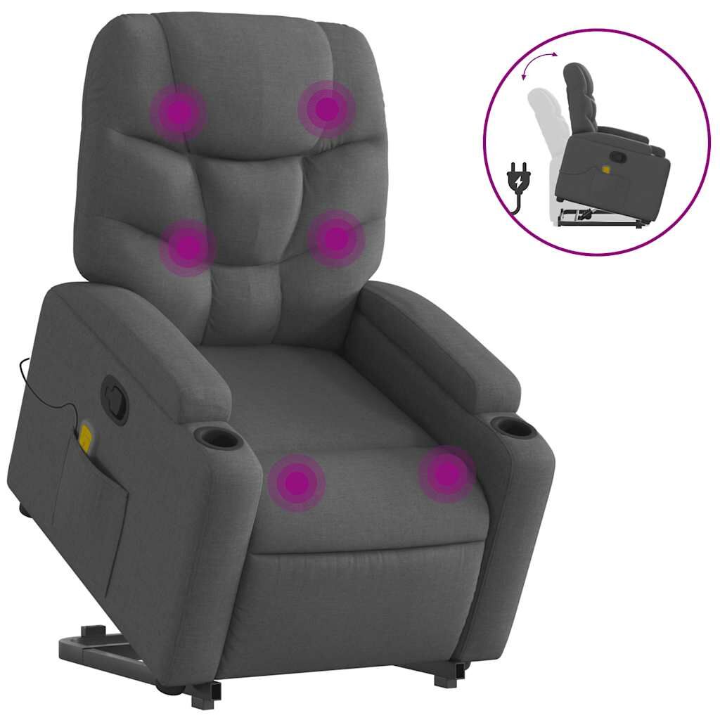 Stand up Massage Recliner Chair Dark Grey Fabric Price