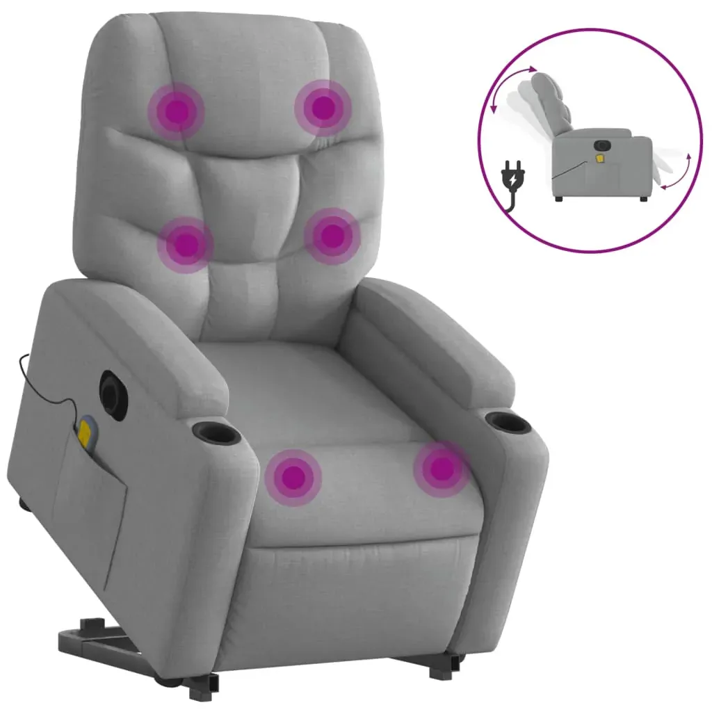 Electric Stand up Massage Recliner Chair Light Grey Fabric Price