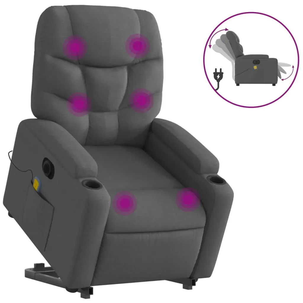 Electric Stand up Massage Recliner Chair Dark Grey Fabric Price