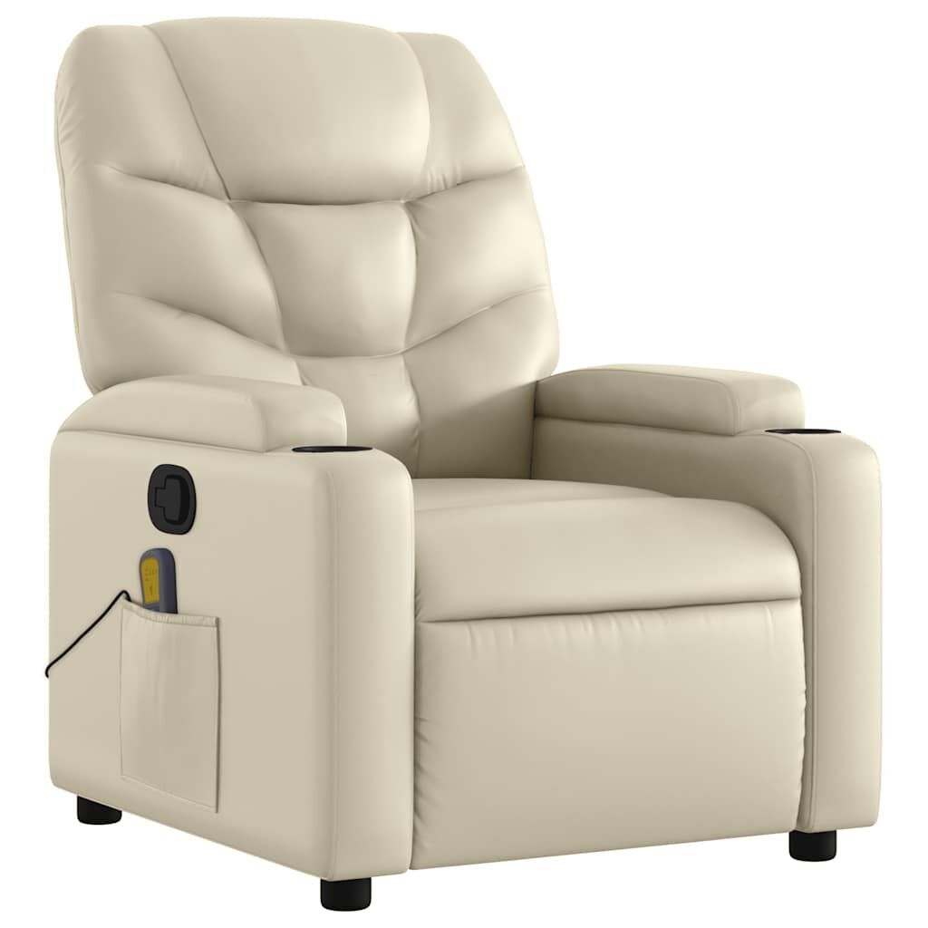 Massage Recliner Chair Cream Faux Leather Price