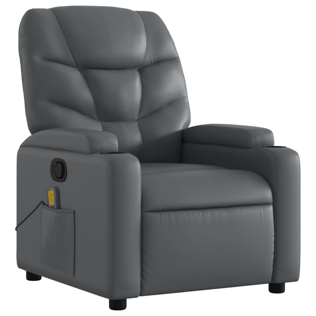 Massage Recliner Chair Grey Faux Leather Price