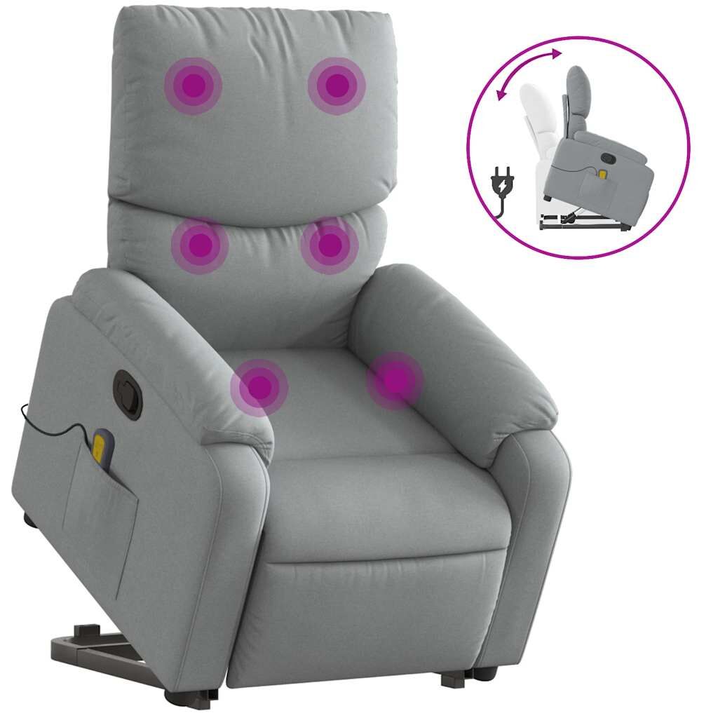 Stand up Massage Recliner Chair Light Grey Fabric Price