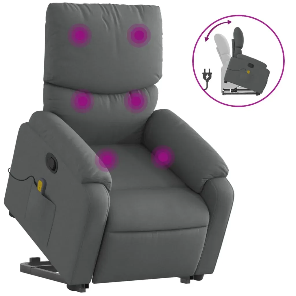 Stand up Massage Recliner Chair Dark Grey Fabric Price