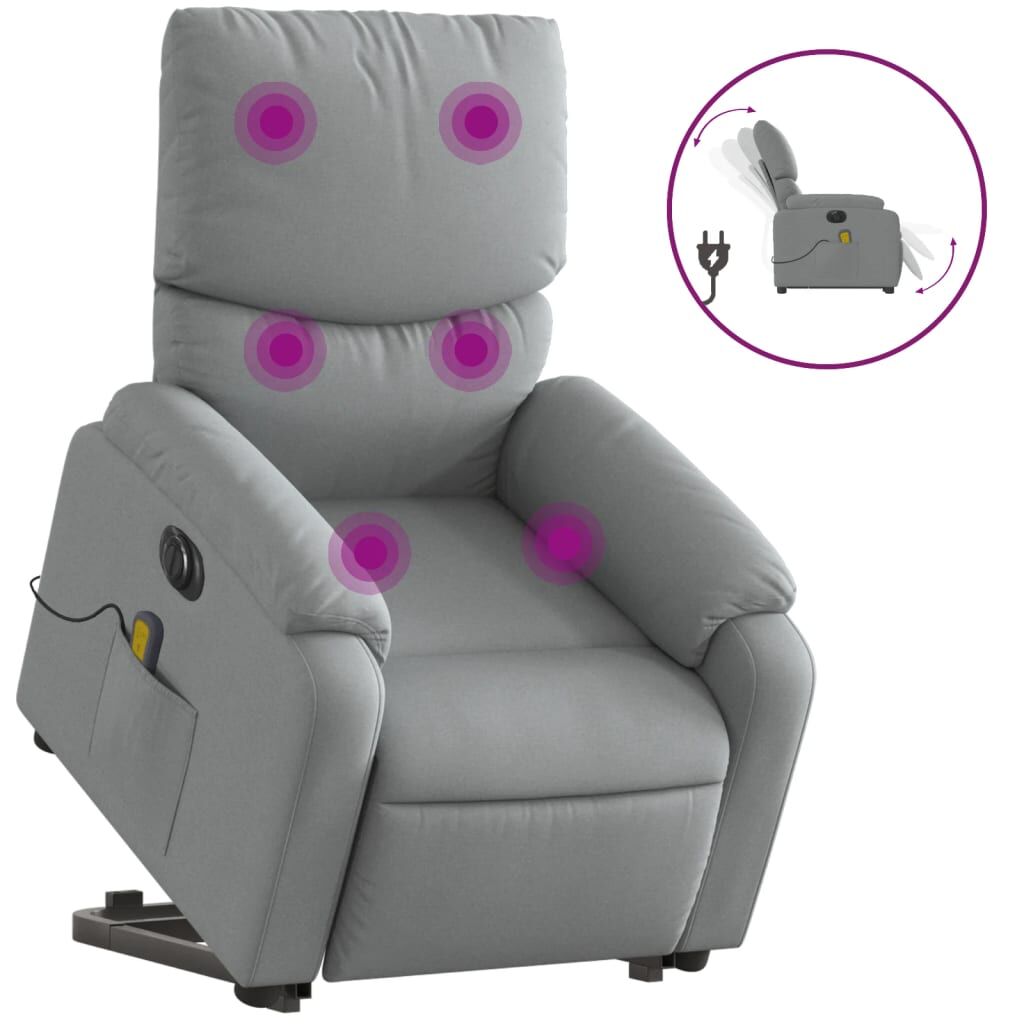 Electric Stand up Massage Recliner Chair Light Grey Fabric Price
