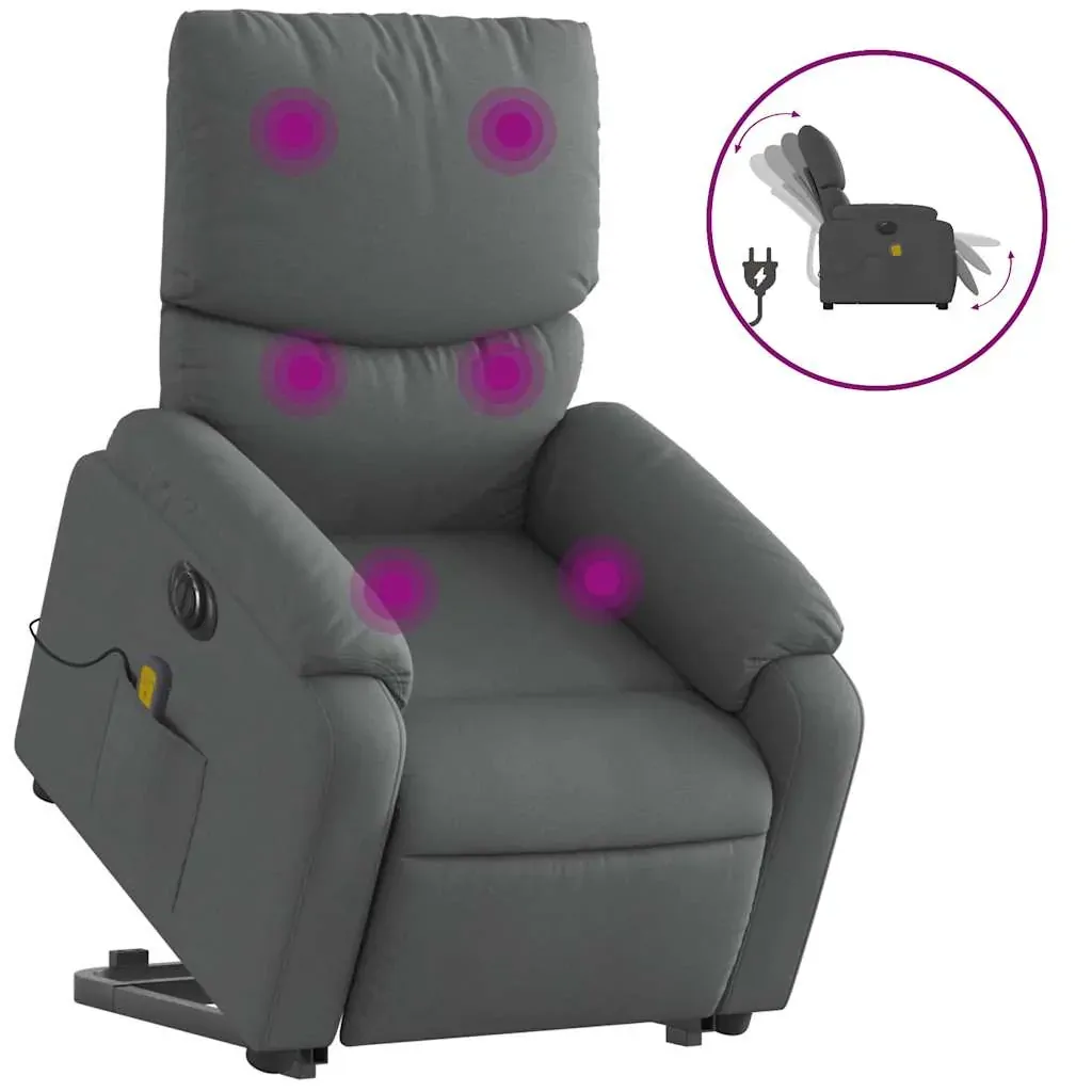 Electric Stand up Massage Recliner Chair Dark Grey Fabric Price