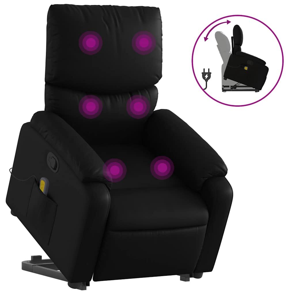 Stand up Massage Recliner Chair Black Faux Leather Price