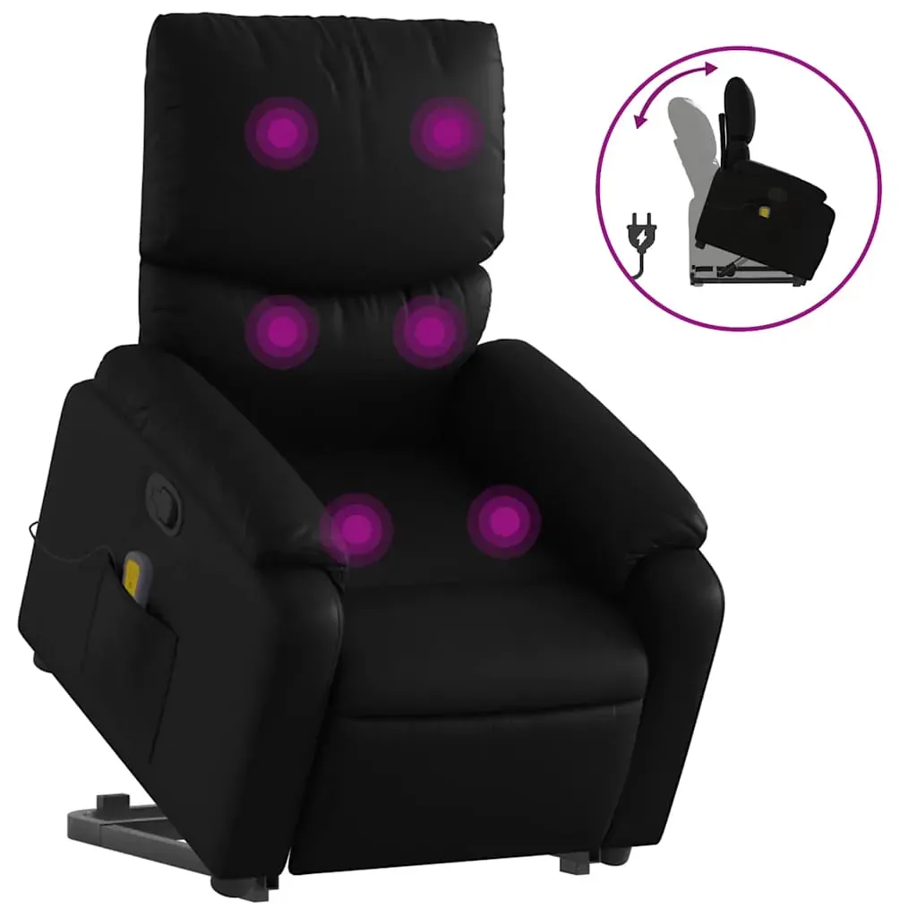 Stand up Massage Recliner Chair Black Faux Leather Price