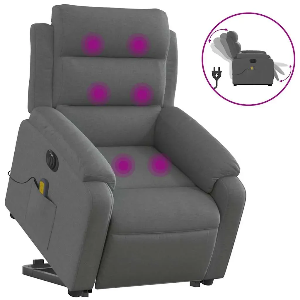Electric Stand up Massage Recliner Chair Dark Grey Fabric Price