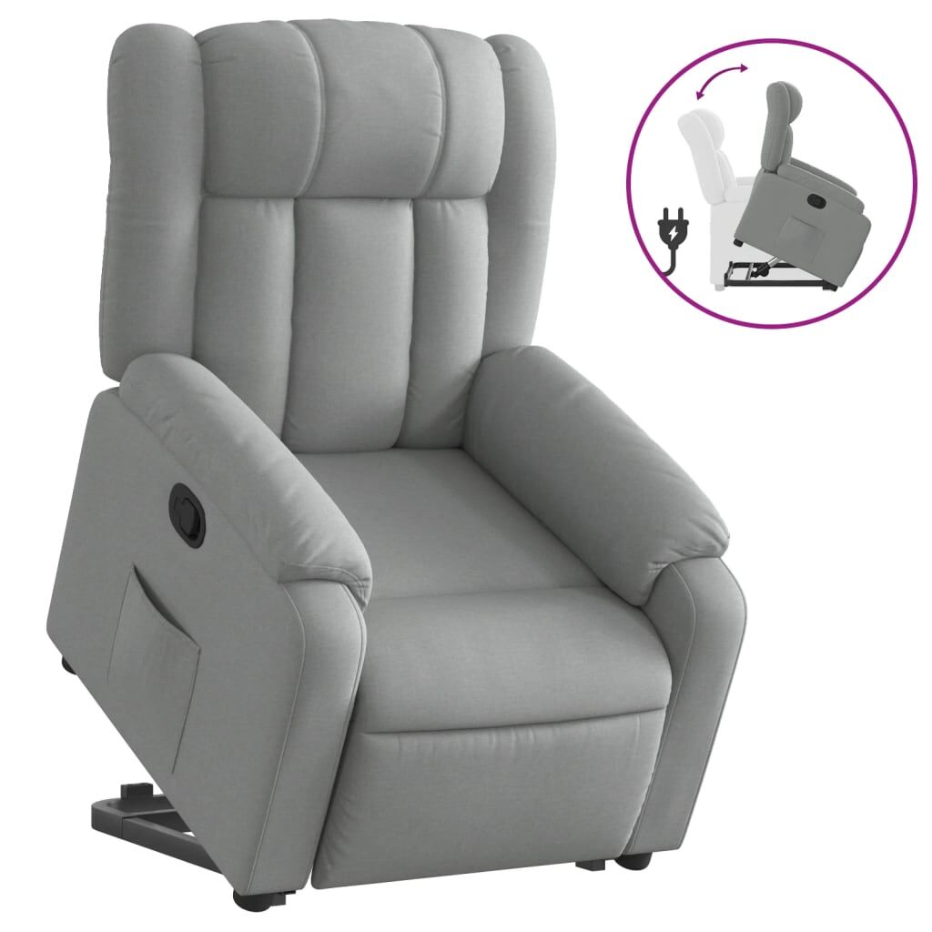 Stand up Massage Recliner Chair Light Grey Fabric Price