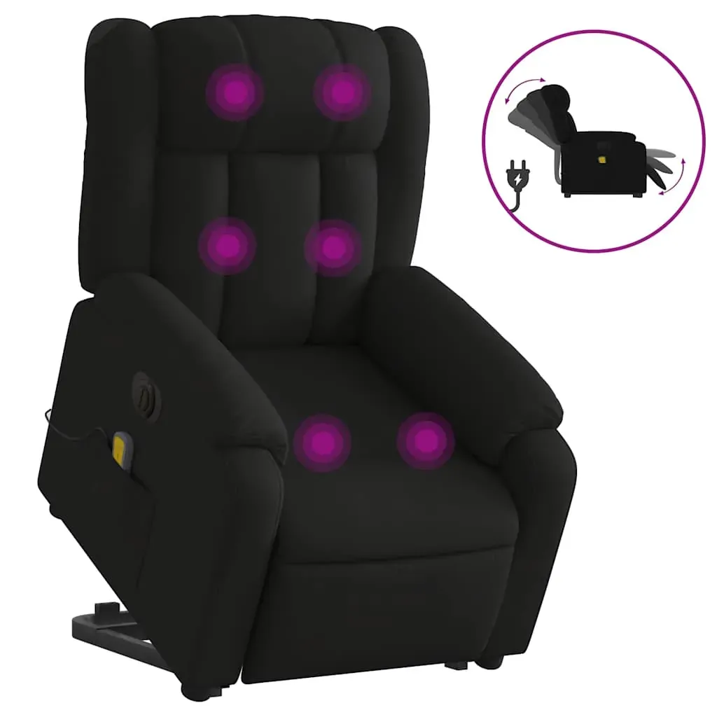 Electric Stand up Massage Recliner Chair Black Fabric Price