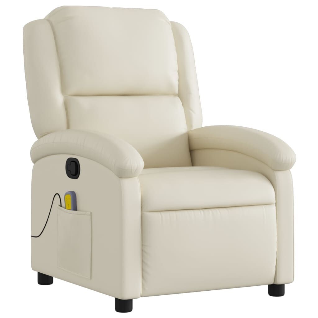 Massage Recliner Chair Cream Faux Leather Price