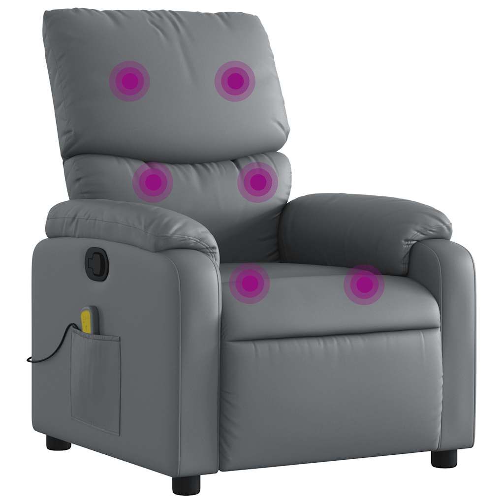 Massage Recliner Chair Grey Faux Leather Price