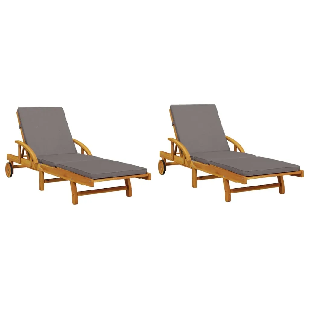 Sun Loungers 2 pcs with Cushions 200x68x83 cm Solid Wood Acacia Price