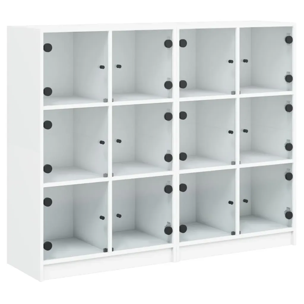 Bookcase with Doors White 136x37x109 cm Engineered Wood Price