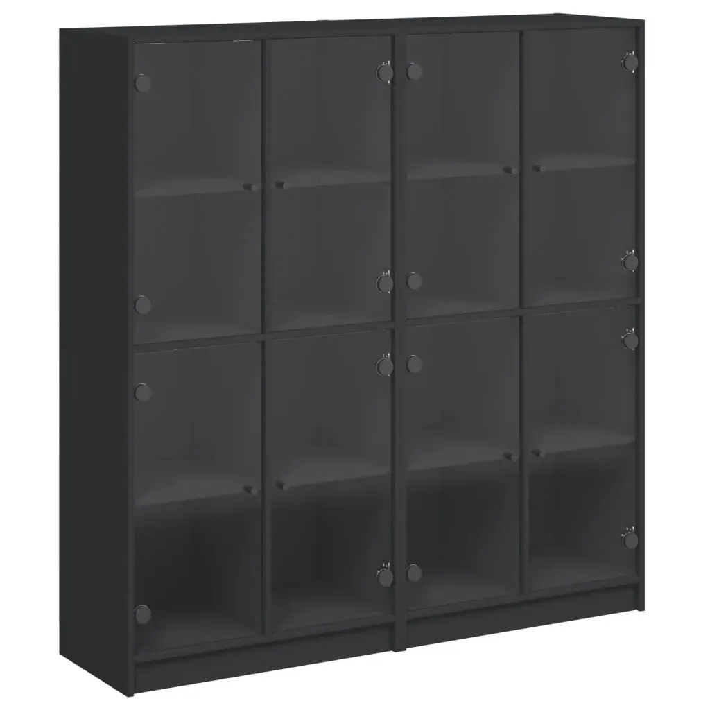 Bookcase with Doors Black 136x37x142 cm Engineered Wood Price
