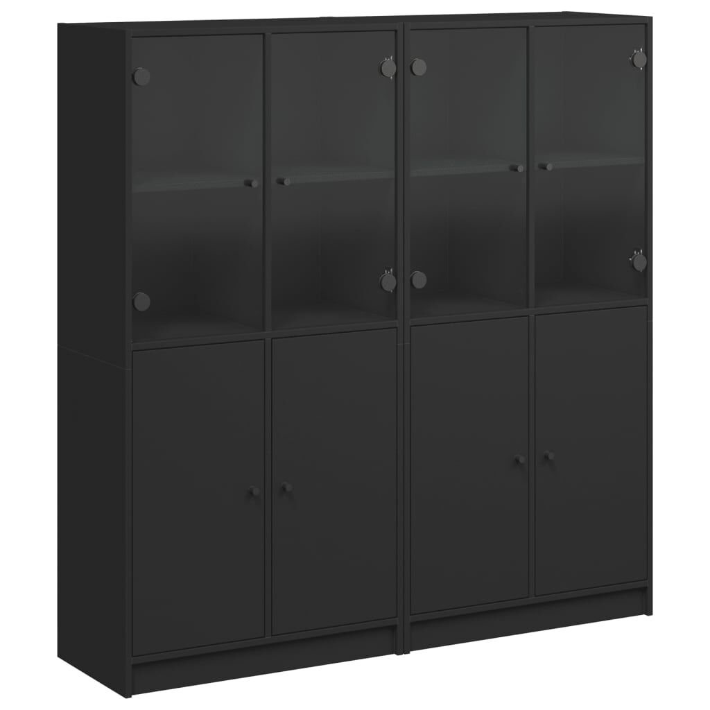 Bookcase with Doors Black 136x37x142 cm Engineered Wood Price