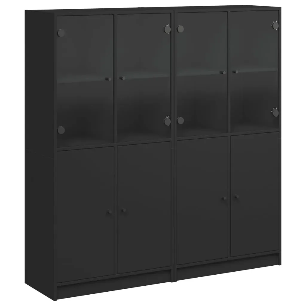 Bookcase with Doors Black 136x37x142 cm Engineered Wood Price