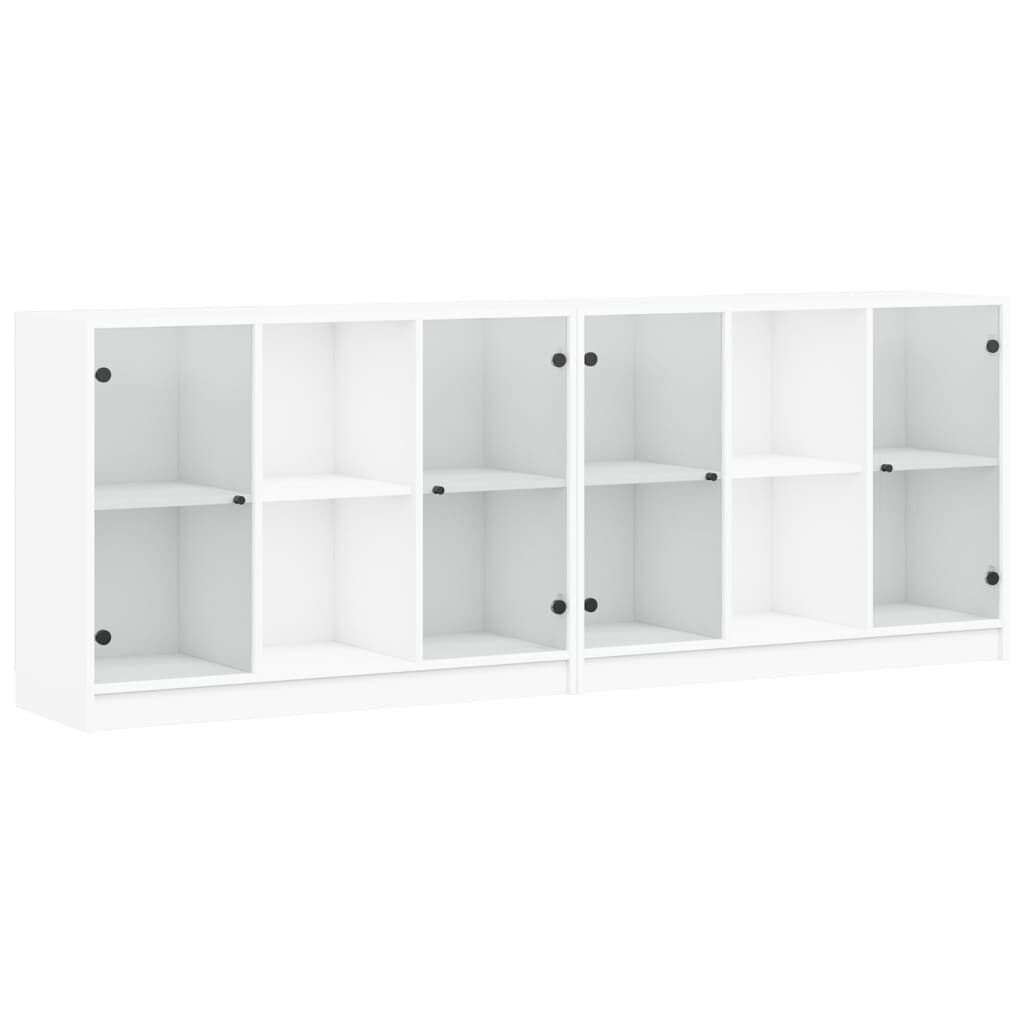 Bookcase with Doors White 204x37x75 cm Engineered Wood Price