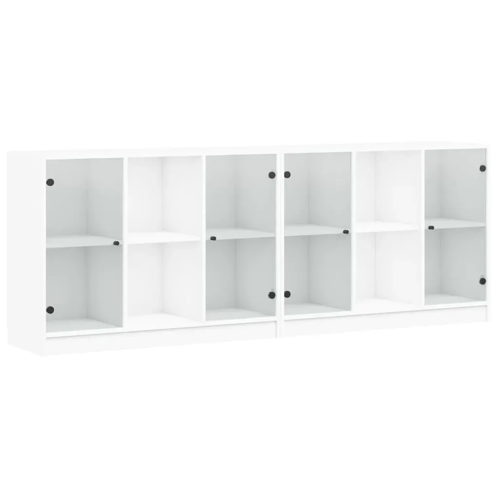 Bookcase with Doors White 204x37x75 cm Engineered Wood Price