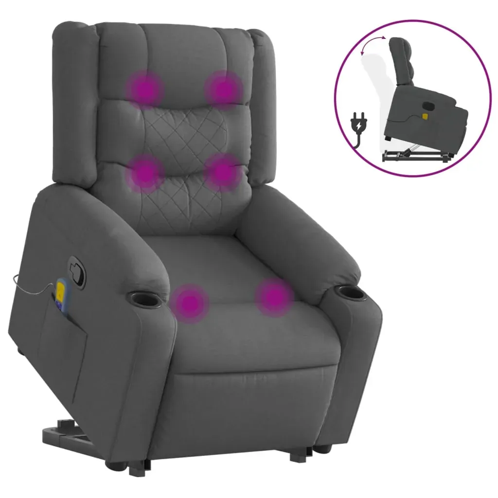 Stand up Massage Recliner Chair Dark Grey Fabric Price