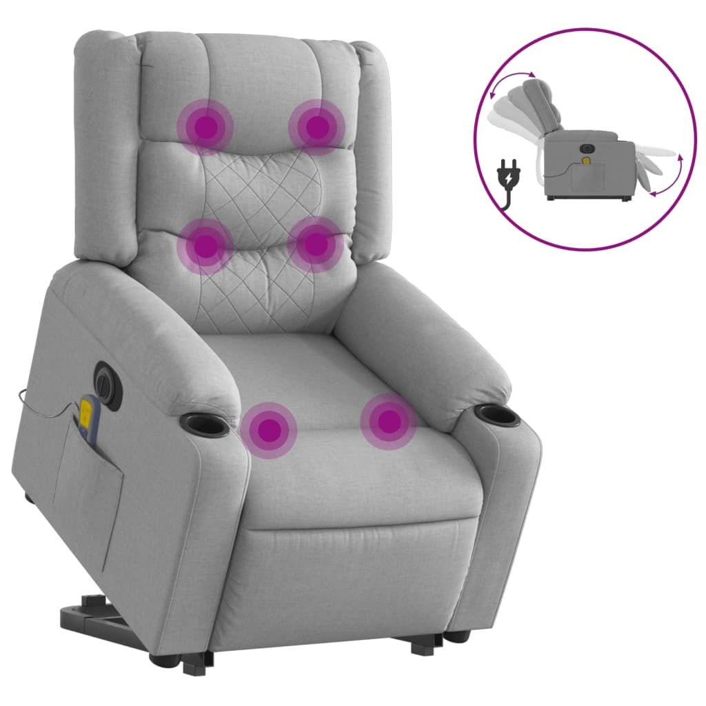 Electric Stand up Massage Recliner Chair Light Grey Fabric Price