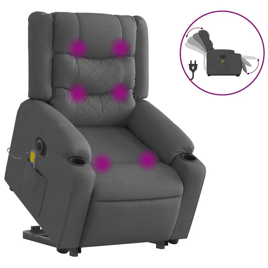 Electric Stand up Massage Recliner Chair Dark Grey Fabric Price