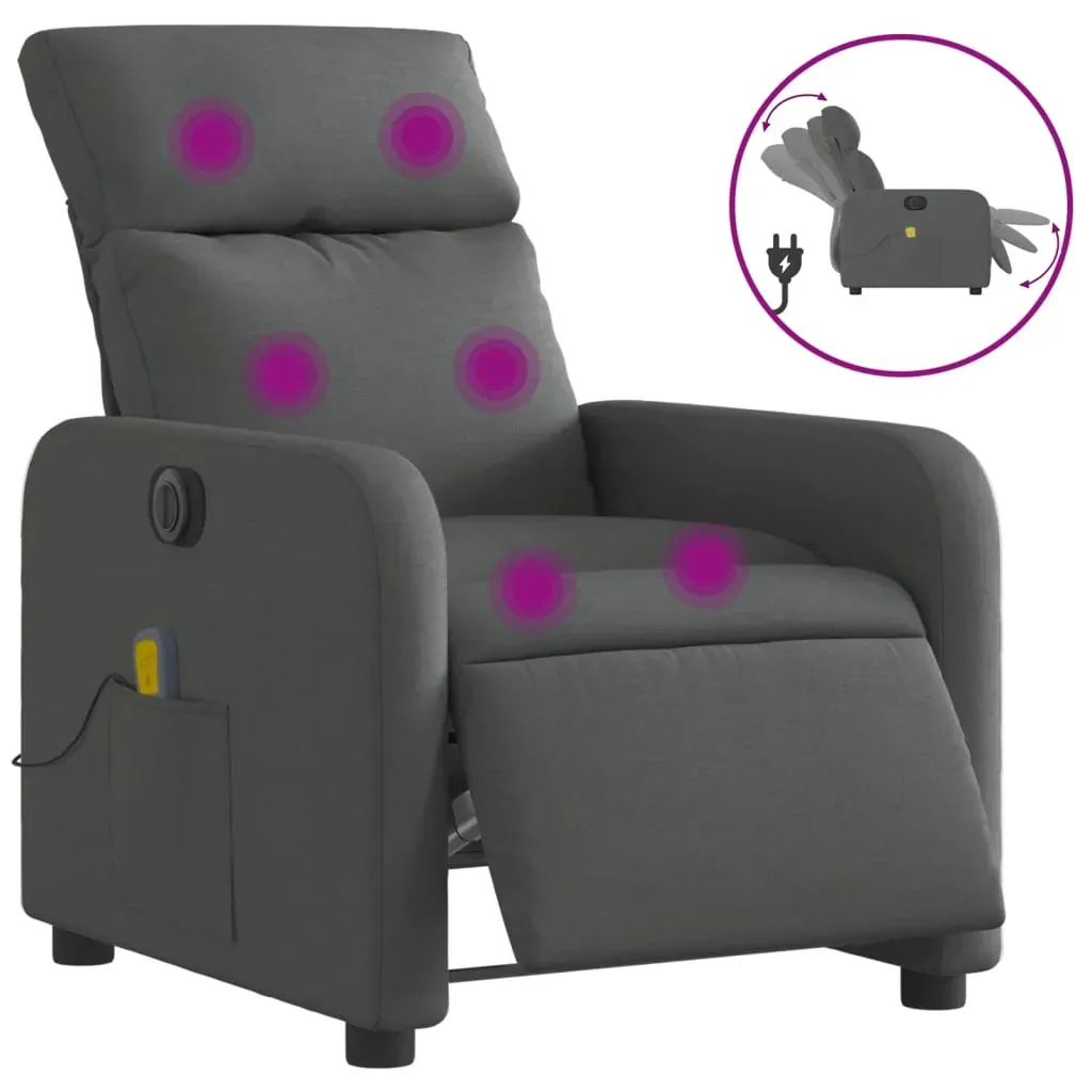 Electric Massage Recliner Chair Dark Grey Fabric Price