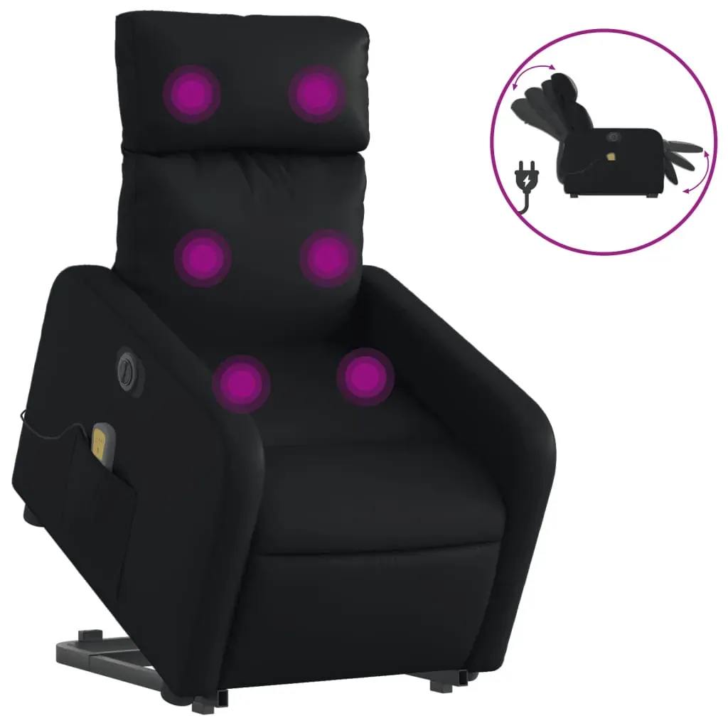 Electric Stand up Massage Recliner Chair Black Faux Leather Price