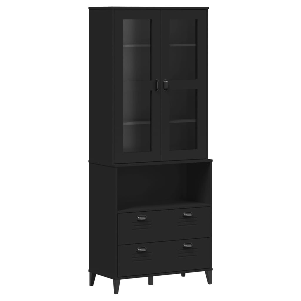 Highboard VIKEN Black 80x40x200 cm Solid Wood Pine Price