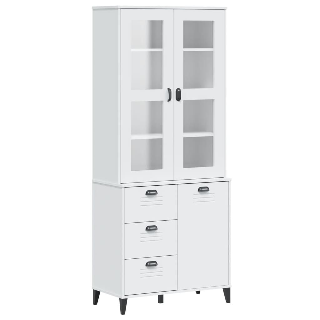Highboard VIKEN White 80x40x190 cm Solid Wood Pine Price