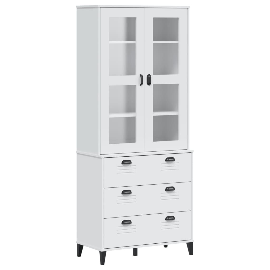 Highboard VIKEN White 80x40x190 cm Solid Wood Pine Price