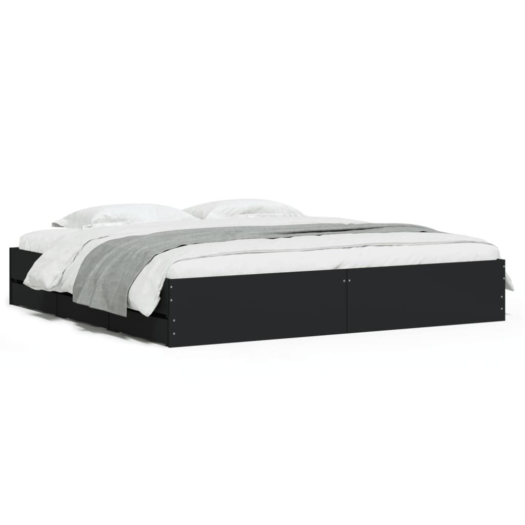 Bed Frame with Drawers without Mattress Black 183x203 cm King Price