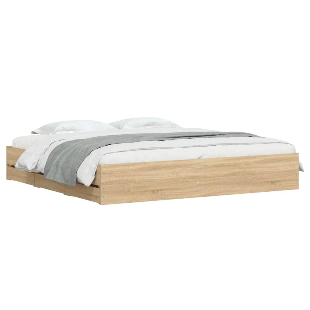 Bed Frame with Drawers without Mattress Sonoma Oak 183x203 cm King Price