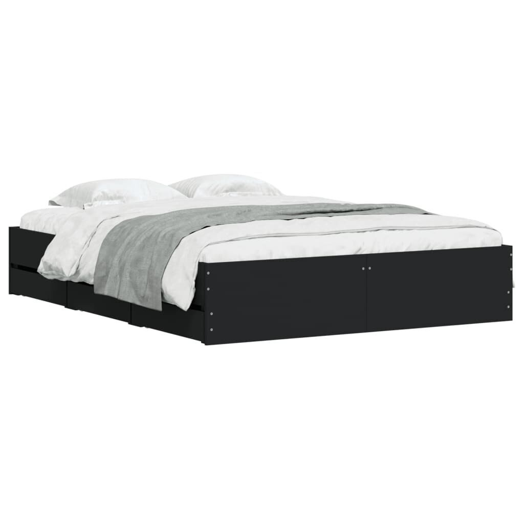 Bed Frame with Drawers without Mattress Black 150x200 cm Price