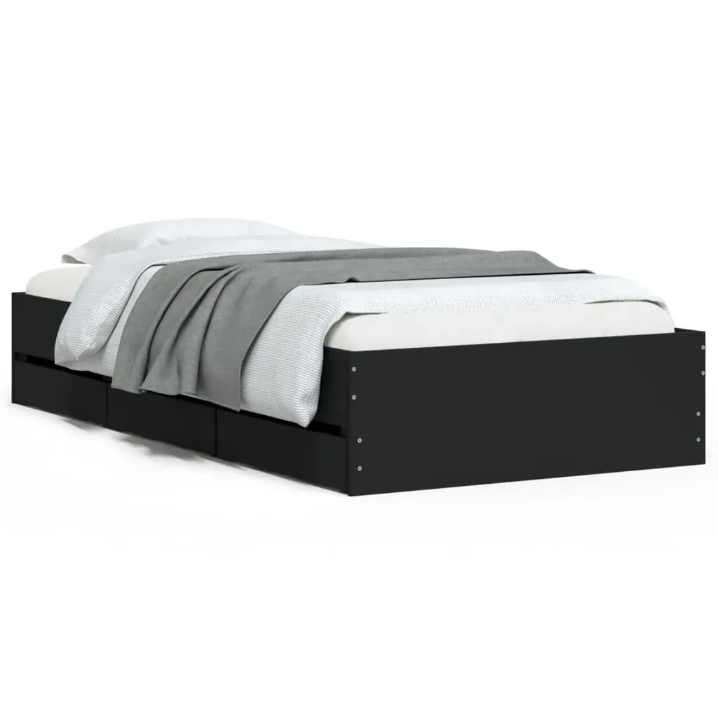 Bed Frame with Drawers without Mattress Black 90x190 cm Price
