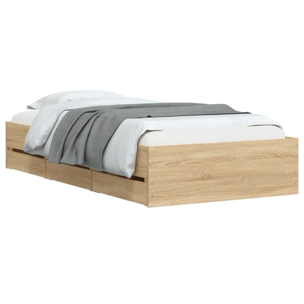 Bed Frame with Drawers without Mattress Sonoma Oak 90x190 cm Price