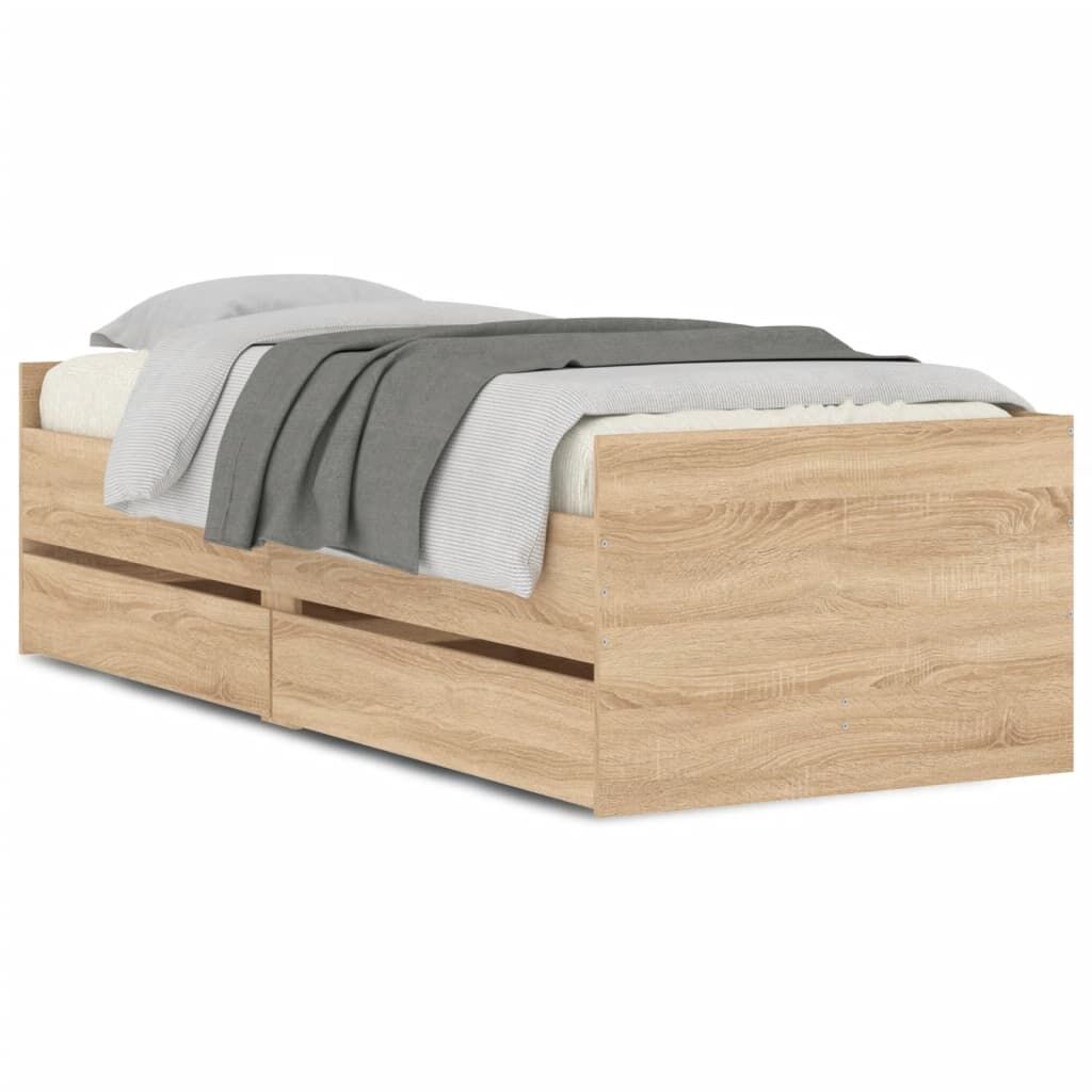 Bed Frame with Drawers without Mattress Sonoma Oak 90x190 cm Price