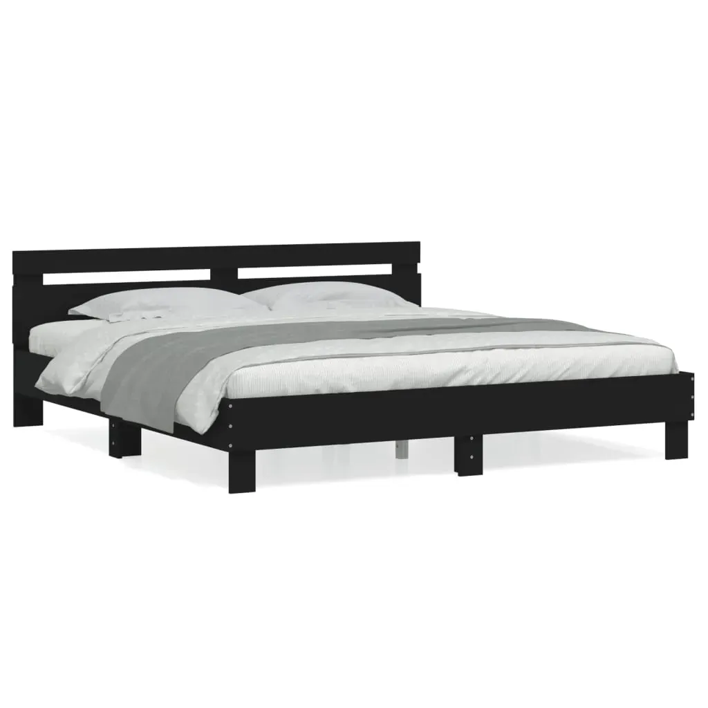 Bed Frame without Mattress Black 183x203 cm King Price