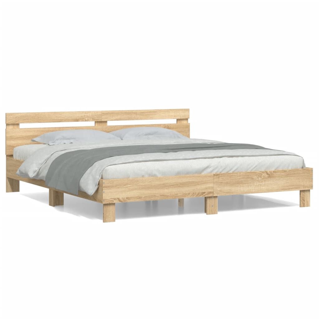 Bed Frame without Mattress Sonoma Oak 183x203 cm King Price
