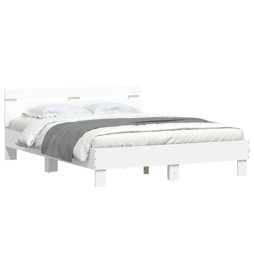 Bed Frame with LED without Mattress White 150x200 cm Price