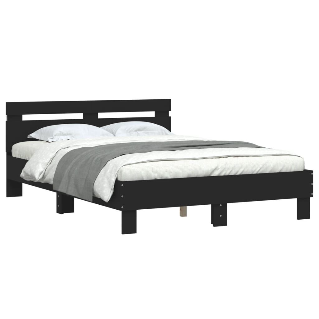 Bed Frame with LED without Mattress Black 135x190 cm Price