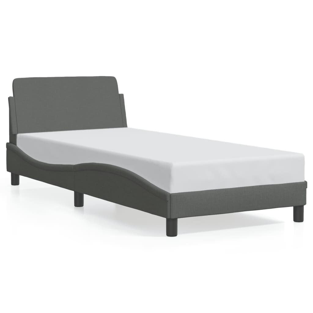 Bed Frame without Mattress Dark Grey 90x190 cm Fabric Price