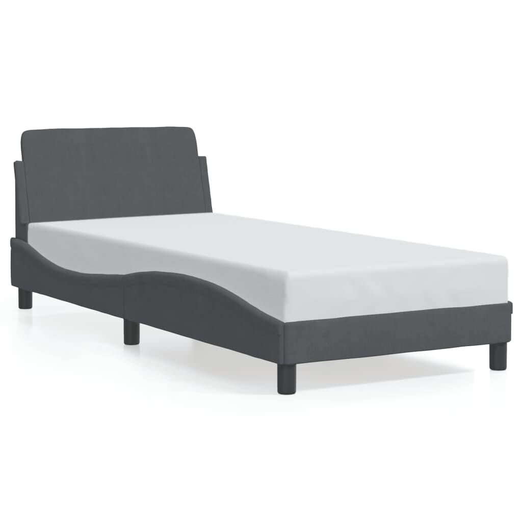 Bed Frame without Mattress Dark Grey 90x190 cm Velvet Price