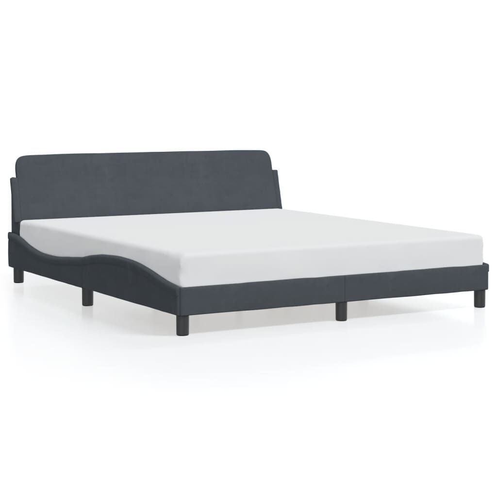 Bed Frame without Mattress Dark Grey 183x203 cm King Velvet Price