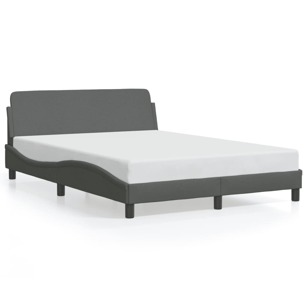 Bed Frame without Mattress Dark Grey 137x187 cm Double Fabric Price
