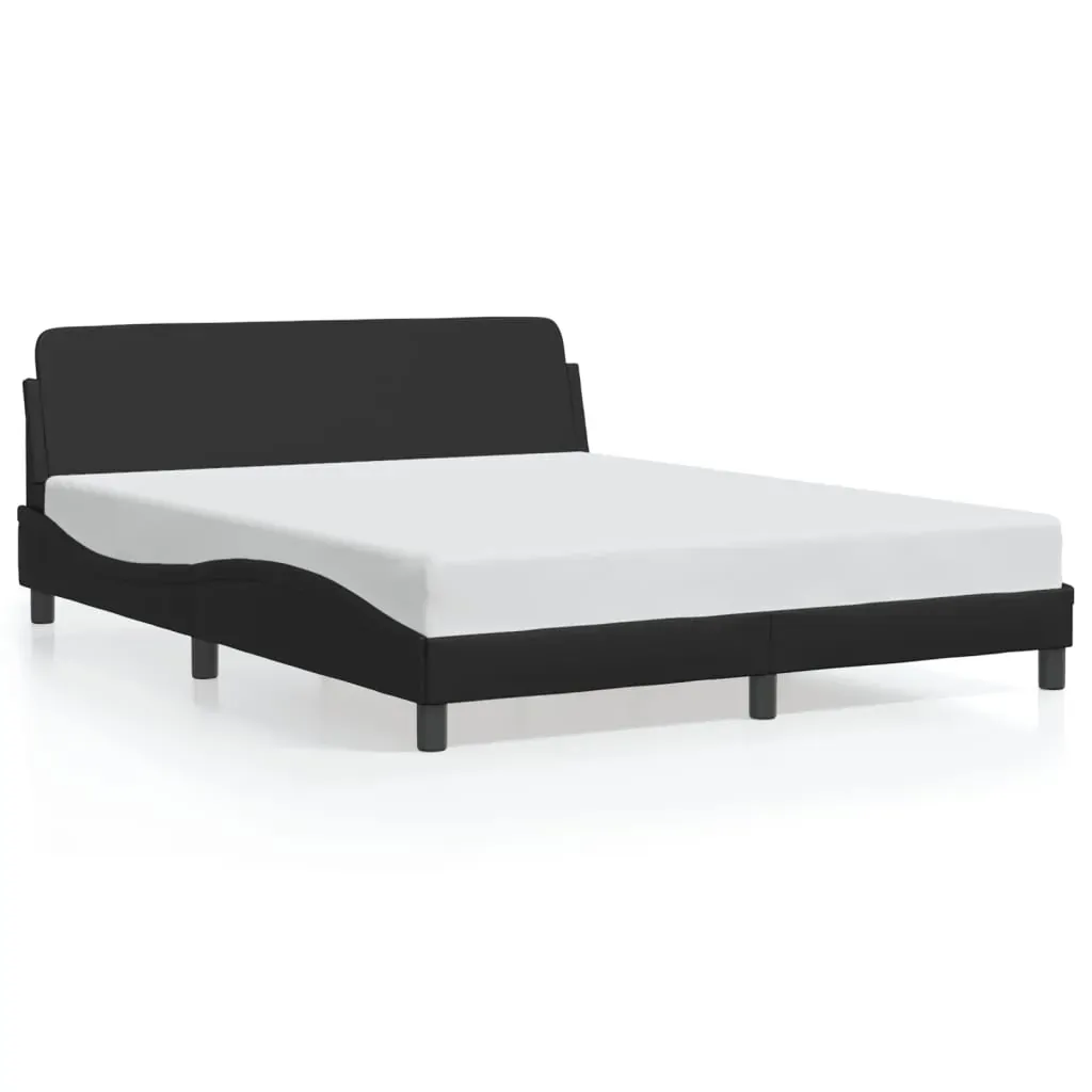Bed Frame "Dover" Black 152x203 cm Queen Faux Leather Price