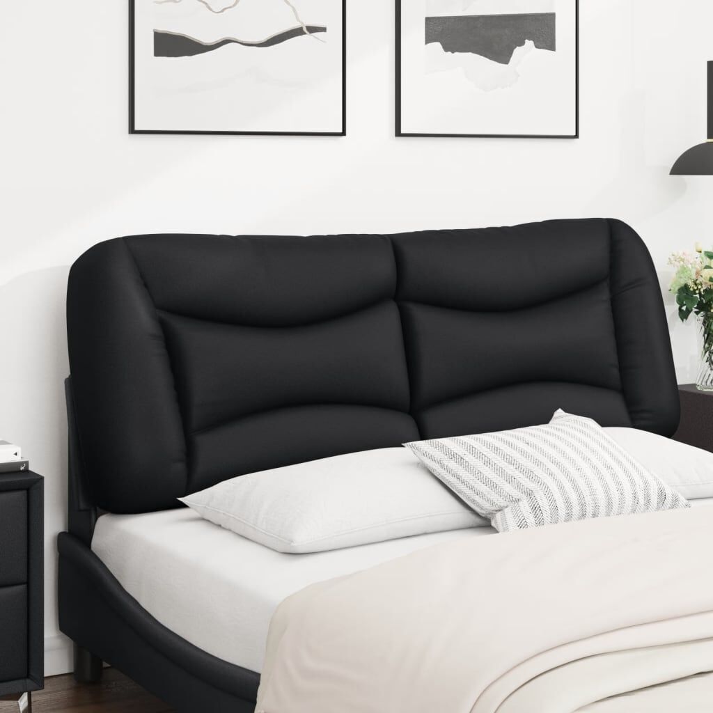 Headboard Cushion Black 137 cm Double Faux Leather Price