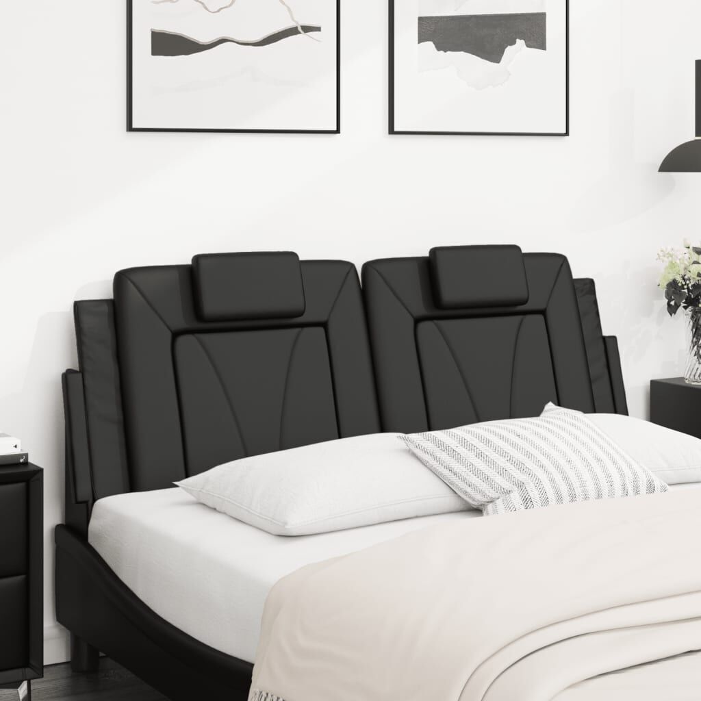 Headboard Cushion Black 137 cm Double Faux Leather Price