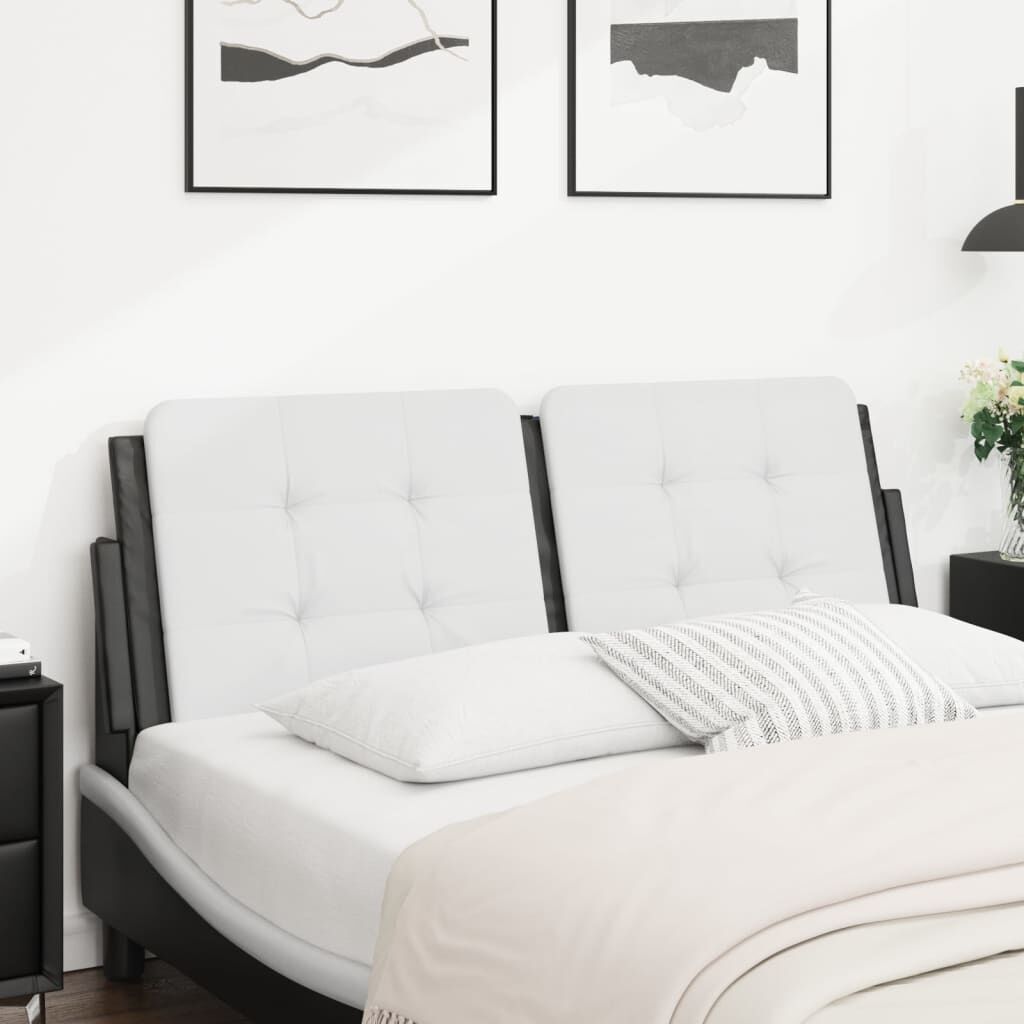 Headboard Cushion Black and White 137 cm Double Faux Leather Price