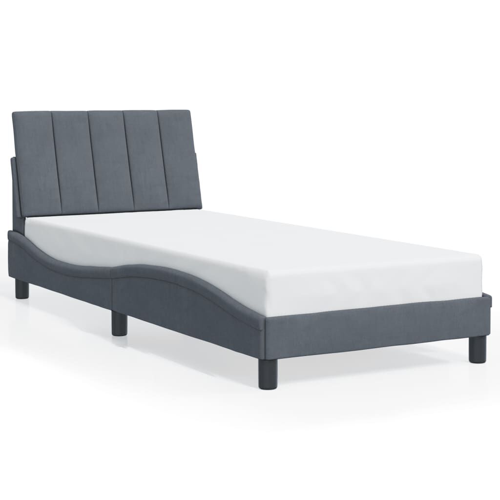 Bed Frame without Mattress Dark Grey 90x190 cm Velvet Price